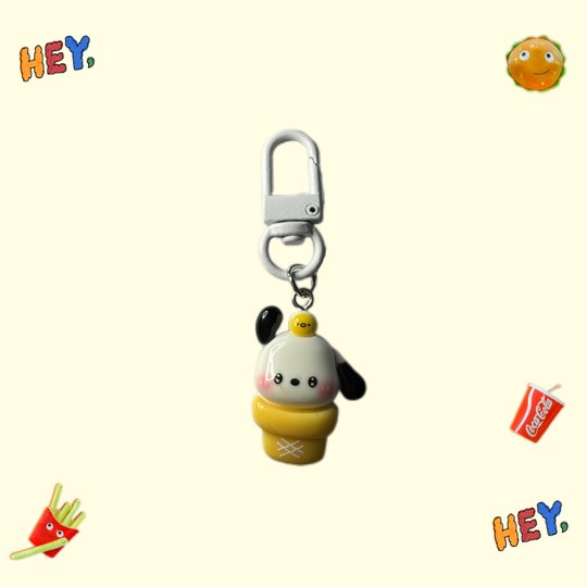 Cute Maimen Xiaopa Keychain Pendant Cartoon M Chip French Fries Hamburger School Bag Bag Pendant Creative Gift Wholesale