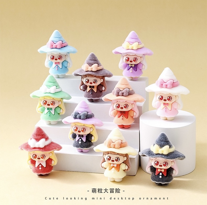 植绒小魔女甜崽萌粒摆件卡通可爱桌面装饰品潮玩公仔创意礼品批发 - 图0
