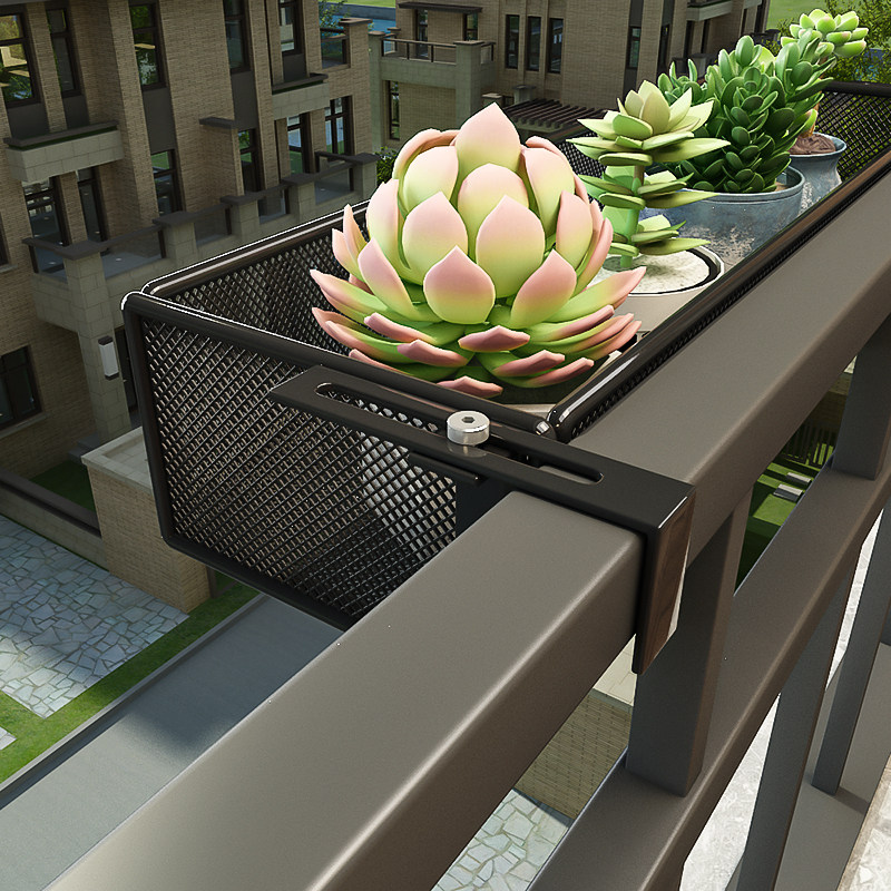 阳台扩展架可调节悬挂花架多肉花盆窗边窗台置物架铁艺栏杆收纳架,淘宝优惠券,粉丝福利购,淘宝优惠卷