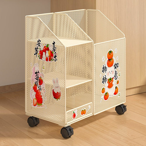 桌下置物架可移动小推车学生教室书桌旁书本收纳神器落地多层书架 - 图0