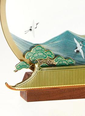 马鹿丹鹤青云流沙画摆件装饰客厅办公室领导高档礼品定制客户礼物