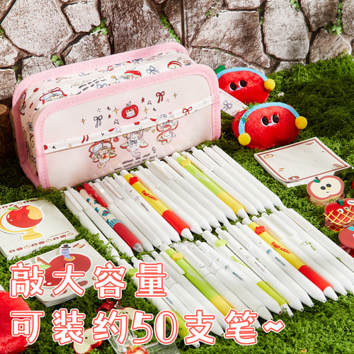 苹果小猫痛包笔袋学生高颜值ins风文具盒女生2025新款小众大容量透明铅笔盒可爱多功能多层文具袋 - 图3