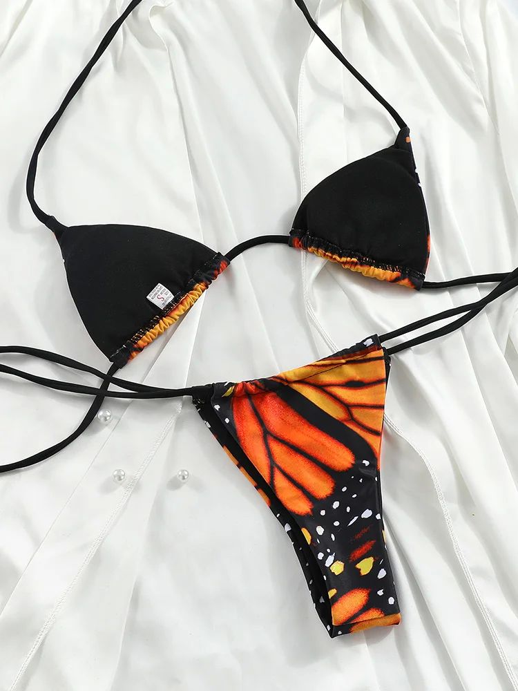 Strap bikini beach split swimsuit wome绑带比基尼沙滩分体泳衣 - 图0