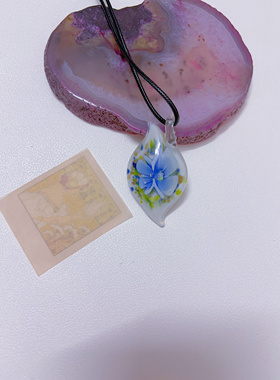 春山绿 项链多巴胺彩色绿色琉璃项链小众不掉色项链黑皮绳吊坠y2k