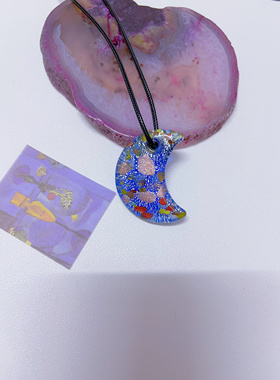 L6孤品 蓝色项链琉璃多巴胺海蓝色吊坠海边古风民族风琉璃颈链女