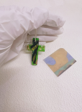 原创!手工定制十字架琉璃项链孤品手工琉璃艺术品吊坠项链古风