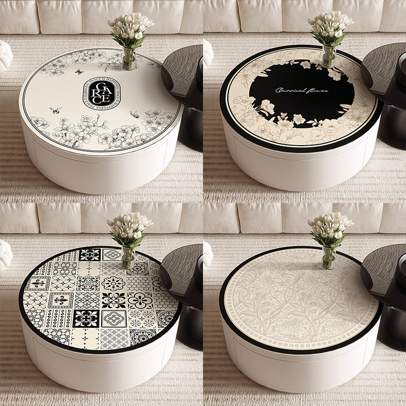 小茶几圆桌桌布美式高级感轻奢防水防油氛围感皮革圆形桌垫保护垫,淘宝优惠券,粉丝福利购,淘宝优惠卷