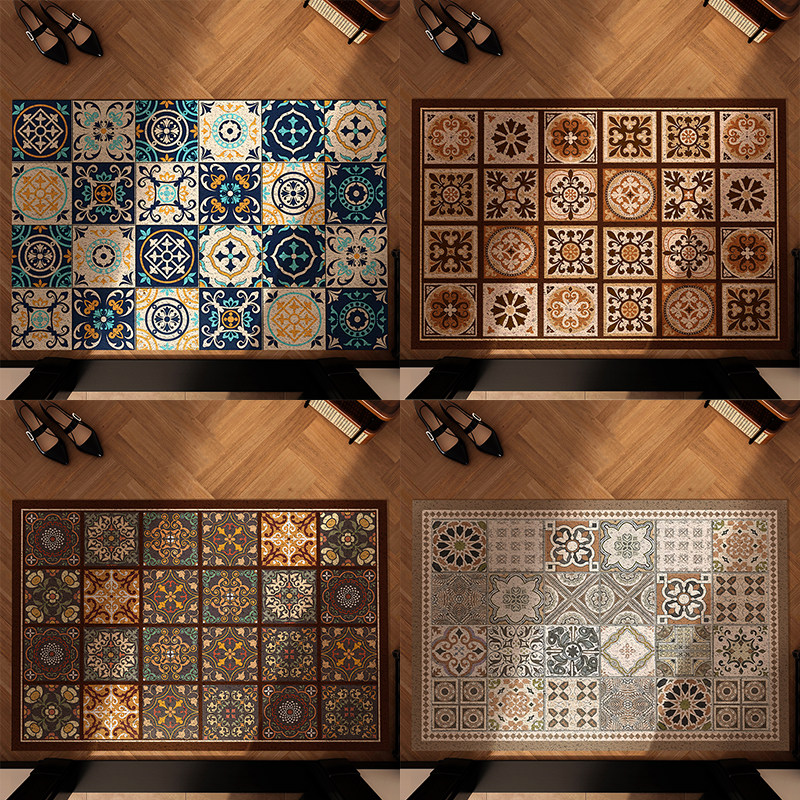 美拉德复古美式丝圈入户门地垫玄关进门门口门垫门外蹭土防滑脚垫,淘宝优惠券,粉丝福利购,淘宝优惠卷