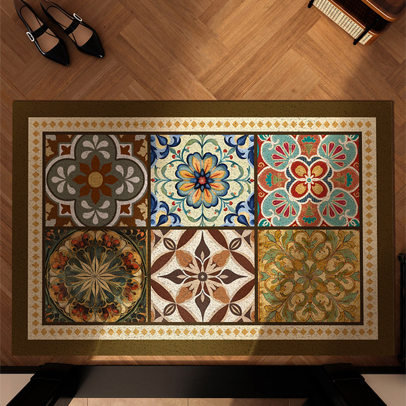 美式复古高级感轻奢丝圈地垫入户门玄关门垫防滑蹭土可裁剪脚垫子,淘宝优惠券,粉丝福利购,淘宝优惠卷