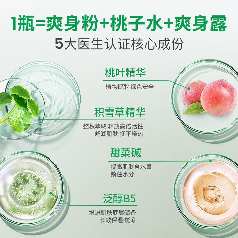 亲乎炉甘石爽身露婴儿桃子水新生宝宝痱子水液体爽身粉舒缓爽肤水