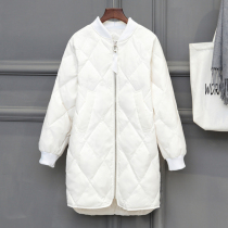 Bourgendon joint 2023 New light and thin baseball down jacket Womens medium long version Korean version Loose Special Price White Duck