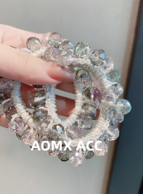 灰色水晶轻奢仙气布艺重工发饰