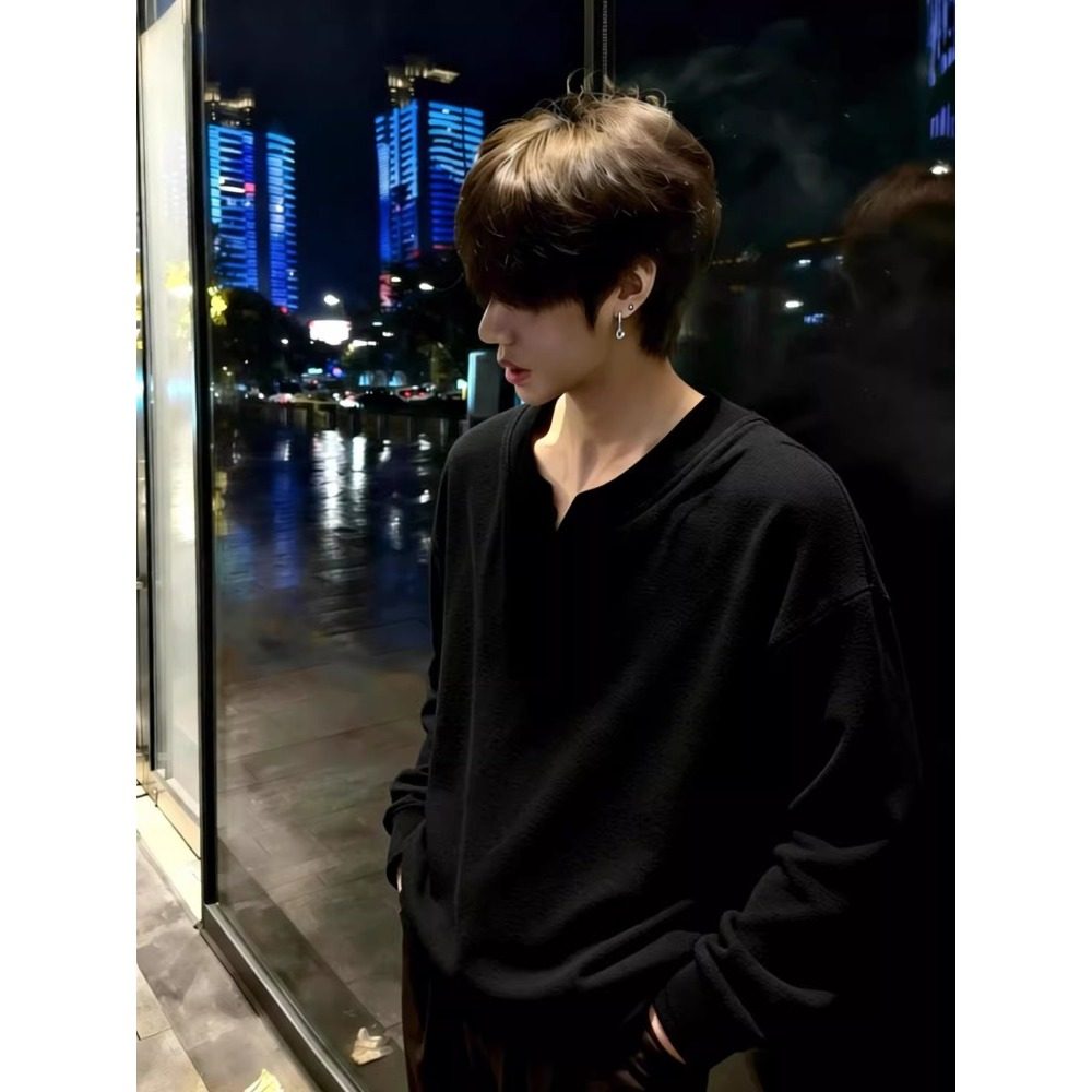 大码300斤V领德绒打底衫男冬季内搭美式痞帅正肩卫衣保暖长袖T恤,淘宝优惠券,粉丝福利购,淘宝优惠卷