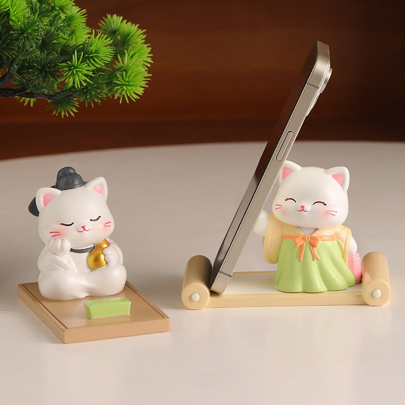 招财猫树脂摆件办公室工位桌面创意礼物平板手机支架装饰伴手礼品,淘宝优惠券,粉丝福利购,淘宝优惠卷