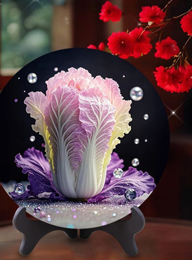 白菜百财有余锦鲤寓意招财旺宅画