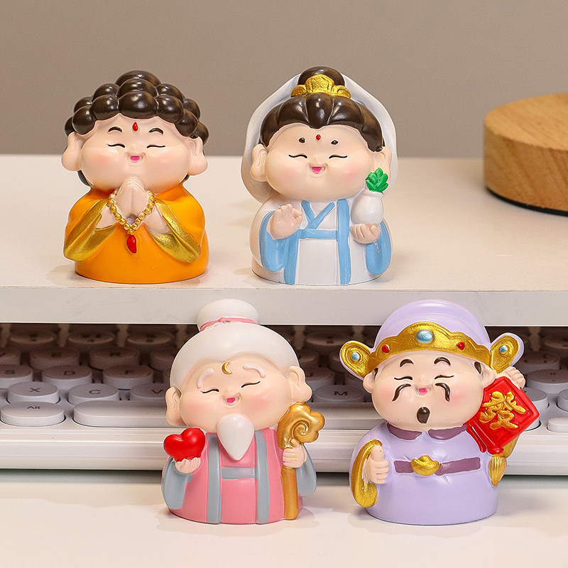 创意摆件五路财神办公室桌面装饰神仙树脂家居工艺品公仔伴手礼物,淘宝优惠券,粉丝福利购,淘宝优惠卷