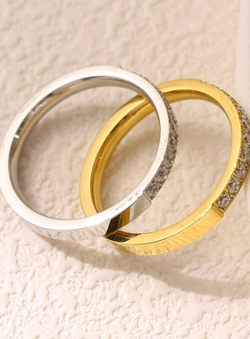 时尚圈钛钢戒指玫瑰金18k网红食指不掉色指环高级感小众设计饰品