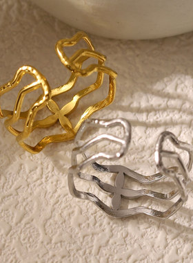 不掉色钛钢戒指女活口指环可调节对戒2024潮小众设计感ins冷淡风