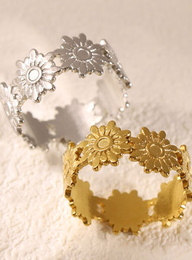 不掉色钛钢戒指女活口指环可调节对戒2024潮小众设计感ins冷淡风