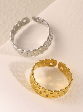 不掉色钛钢戒指女活口指环可调节对戒2024潮小众设计感ins冷淡风