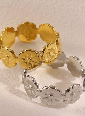 不掉色钛钢戒指女活口指环可调节对戒2024潮小众设计感ins冷淡风