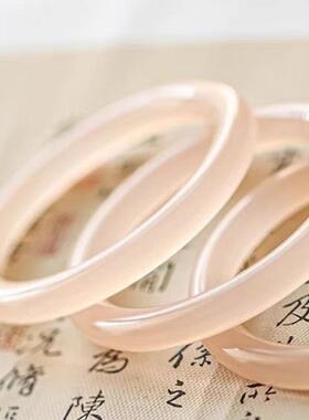 粉月光天然西柚粉藕粉冰种玉镯美人条手镯子通透阿富汗玉圆条