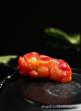 新疆戈壁金丝玉外蒙料貔貅吊坠黄龙玉招财皮休挂件鸡血玉飘花玉坠