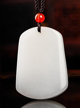 新疆金丝玉白玉平安牌吊坠和田玉色男女款玉牌玉石挂件直播货源