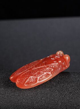 天然巴西冰彩玛瑙玉髓知了一鸣惊人玉蝉吊坠男女款玉器项链