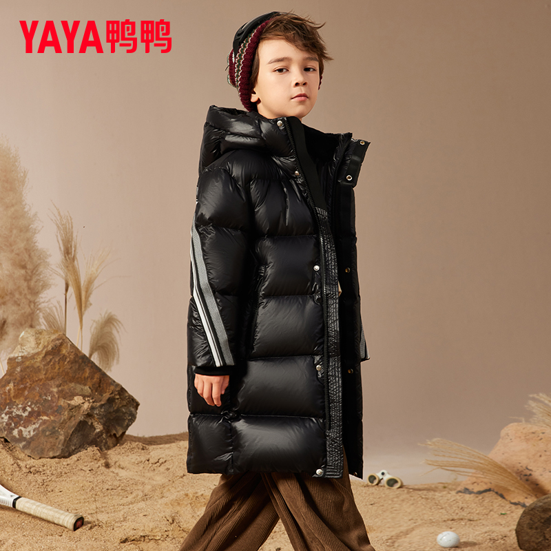 YAYA鸭鸭童装羽绒服长款中大童新款男童女童加厚保暖冬装外套潮