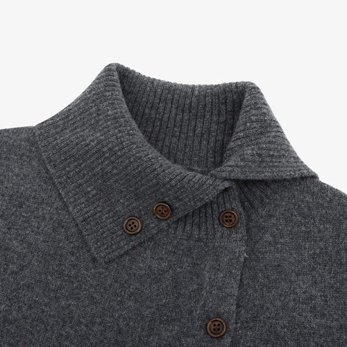 百家好绵羊毛立领设计感针织开衫女冬季新款慵懒宽松厚实保暖毛衣 - 图3