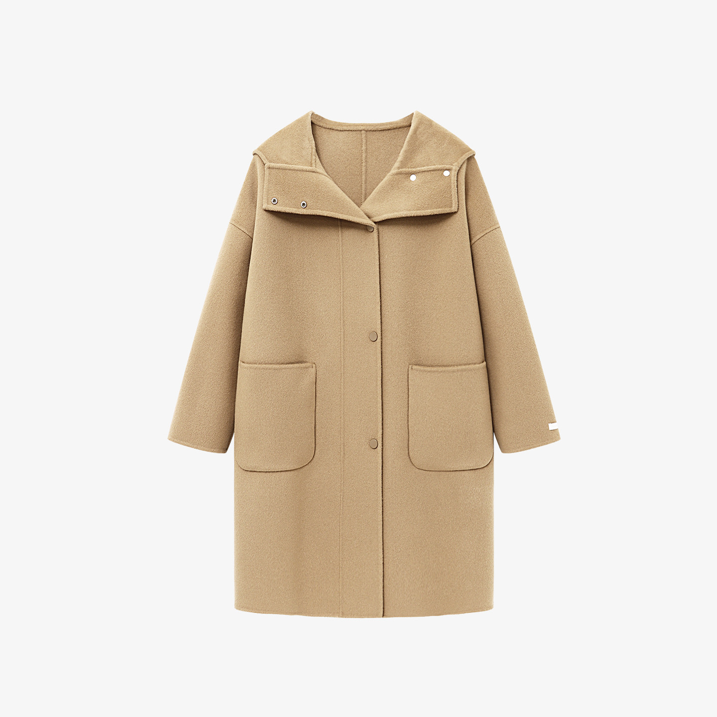 Basic House/百家好绵羊毛100%中长款双面呢大衣女冬季气质风外套,淘宝优惠券,粉丝福利购,淘宝优惠卷