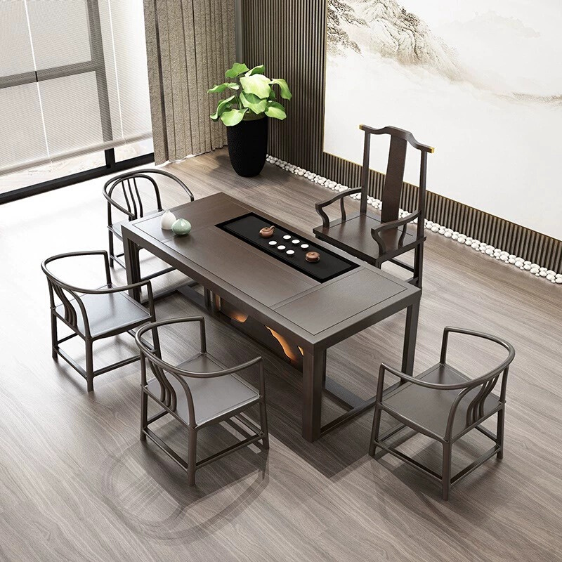 新中式实木茶桌家用客厅禅意现代简约茶台办公室阳台泡茶桌椅组合 - 图1