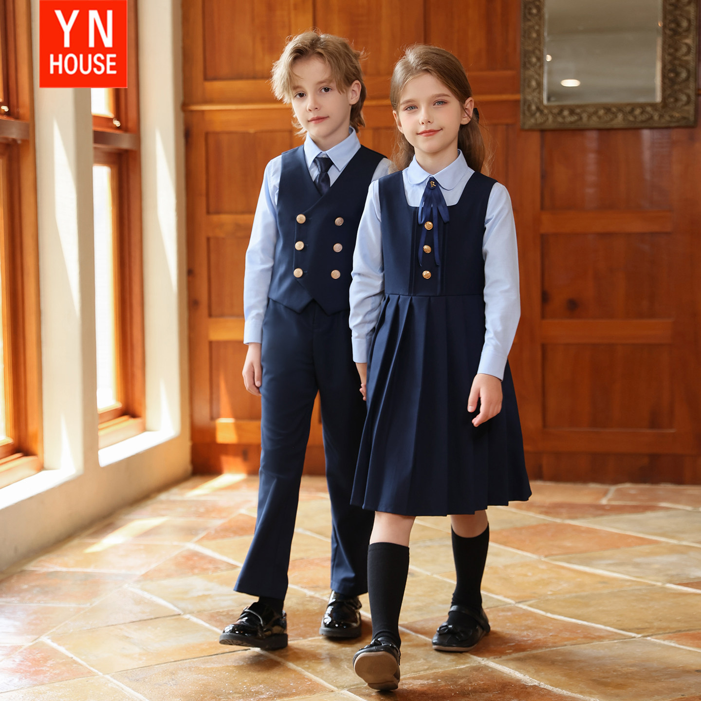 元旦儿童演出服英伦风长袖衬衫长裤马甲班服合唱服朗诵舞台装童装,淘宝优惠券,粉丝福利购,淘宝优惠卷