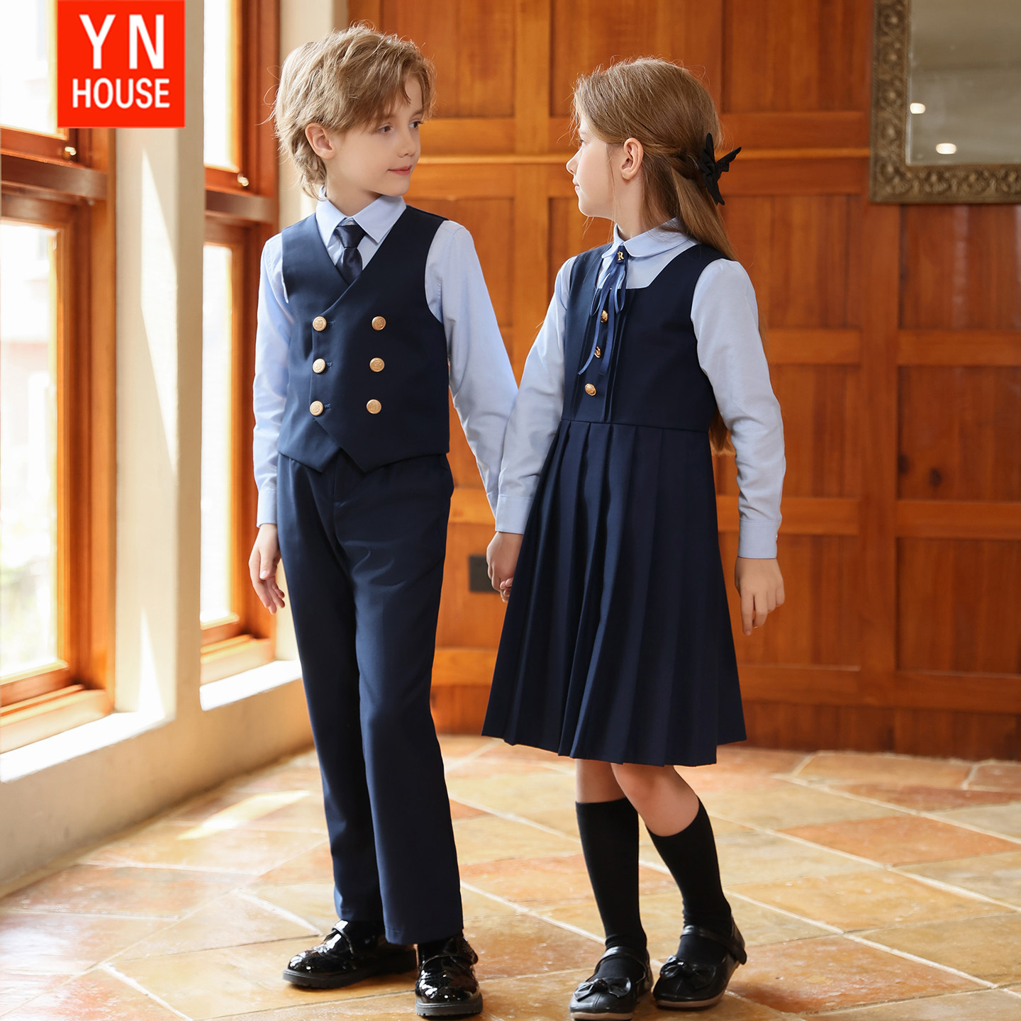 元旦儿童演出服英伦风长袖衬衫长裤马甲班服合唱服朗诵舞台装童装,淘宝优惠券,粉丝福利购,淘宝优惠卷