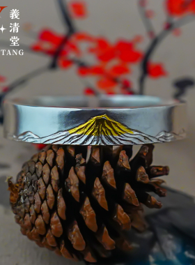 足银999手工錾刻日照金山手镯