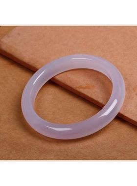 冰种淡紫色玉髓手镯紫罗兰玛瑙荔枝冻贵妃镯圆条少女玉手镯手饰品