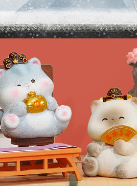 0001创意可爱宫廷猫咪小国潮古风树脂工艺品桌面摆件装饰节日礼物