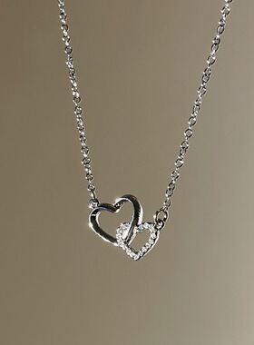 环环相扣爱心锁骨链项链女甜酷吊坠女友闺蜜礼物