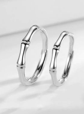 洗手不摘银色竹子戒指简约小众冷淡风情侣对戒男女竹节戒