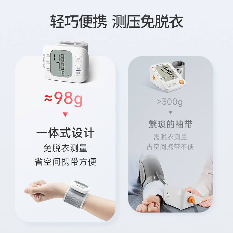 鱼跃腕式电子血压计便携精准测量家用血压计智能语音播报YE8800C