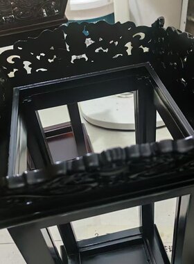 纯实木风灯雕刻燃灯供烛寺庙长明灯用品雕刻灯罩中式实木风灯