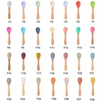 Baby Wooden Spoon Silicone Wooden Baby Feeding Spoon Organic