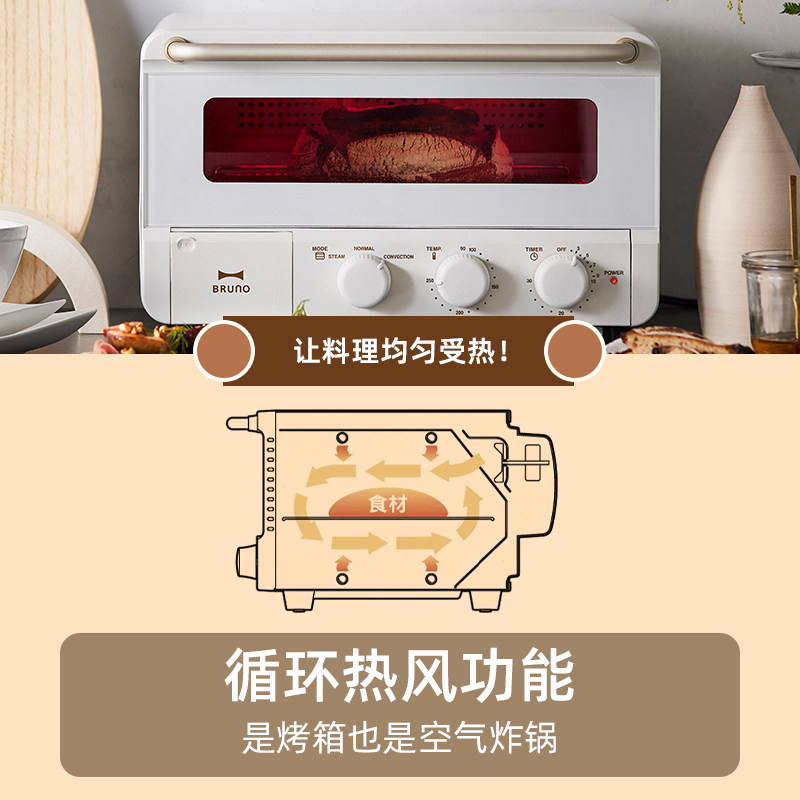 BRUNO蒸汽烤箱家用小型电烤箱烘焙专用吐司机空气炸锅乔迁送礼物,淘宝优惠券,粉丝福利购,淘宝优惠卷
