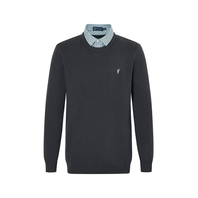 POLOWALK男士毛衣衬衫领针织衫秋冬新品圆领假两件针织衫男款,淘宝优惠券,粉丝福利购,淘宝优惠卷