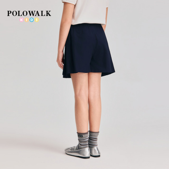 POLOWALK girls short culottes 2026 summer new product A-line pleated crotch-covering slim elastic waist culottes