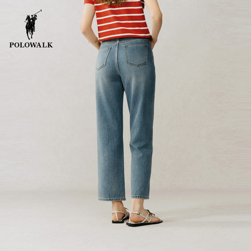 POLOWALK牛仔裤女式春夏新品休闲裤百搭显瘦高腰气质长裤子 - 图2
