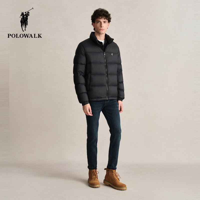 POLOWALK男短款羽绒服24秋冬休闲潮流百搭鸭绒保暖面包服通勤外套
