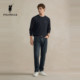 POLOWALK men's round neck sweatshirt 2025 autumn new waffle long-sleeved solid color inner casual top