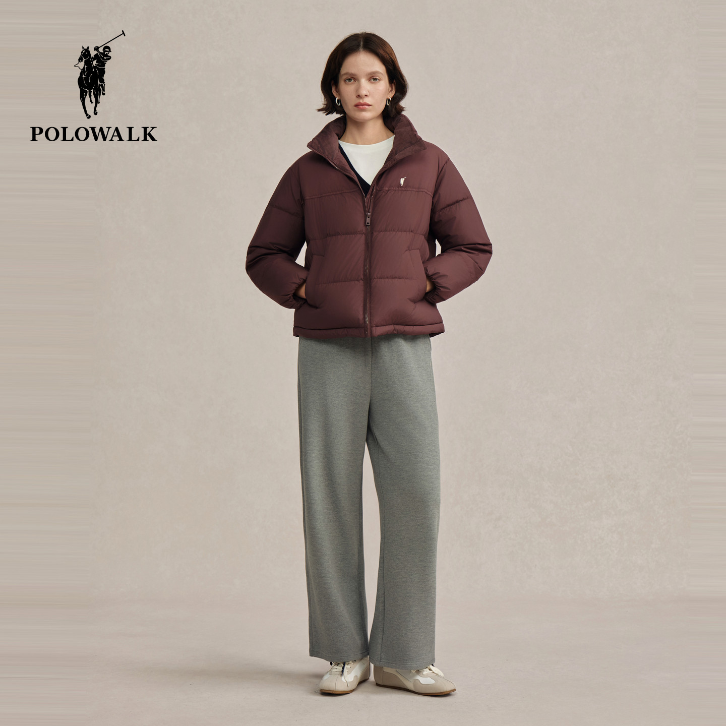 POLOWALK女式厚款羽绒服2025冬季新品90鸭绒立领保暖短款羽绒外套,淘宝优惠券,粉丝福利购,淘宝优惠卷